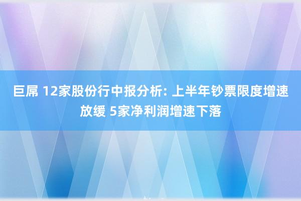 巨屌 12家股份行中报分析: 上半年钞票限度增速放缓 5家净利润增速下落